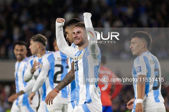 Alexis Mac Allister of Argentina celebrates after scoring the first goal of his team during the FIFA World Cup 2026 Qualifier match between...