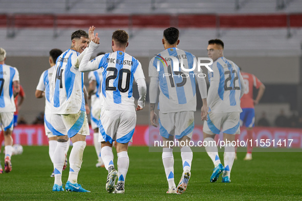 Alexis Mac Allister of Argentina celebrates after scoring the first goal of his team during the FIFA World Cup 2026 Qualifier match between...