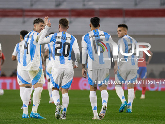 Alexis Mac Allister of Argentina celebrates after scoring the first goal of his team during the FIFA World Cup 2026 Qualifier match between...