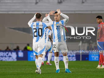 Alexis Mac Allister celebrates with Lautaro Martinez after scoring the first goal of his team during the FIFA World Cup 2026 Qualifier match...