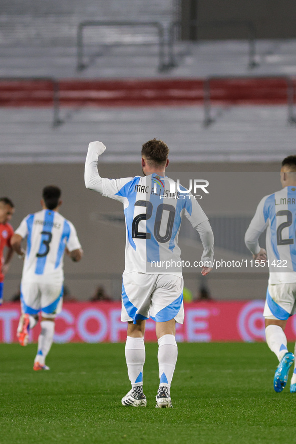 Alexis Mac Allister of Argentina celebrates after scoring the first goal of his team during the FIFA World Cup 2026 Qualifier match between...