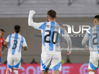 Alexis Mac Allister of Argentina celebrates after scoring the first goal of his team during the FIFA World Cup 2026 Qualifier match between...