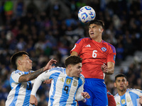 Thomas Galdames of Chile and Julian Alvarez of Argentina are in action during the FIFA World Cup 2026 Qualifier match between Argentina and...