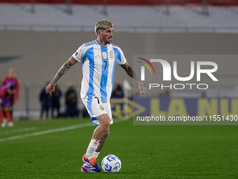 Rodrigo de Paul of Argentina is in action during the FIFA World Cup 2026 Qualifier match between Argentina and Chile at Estadio Mas Monument...