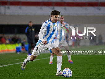 Julian Alvarez of Argentina is in action during the FIFA World Cup 2026 Qualifier match between Argentina and Chile at Estadio Mas Monumenta...