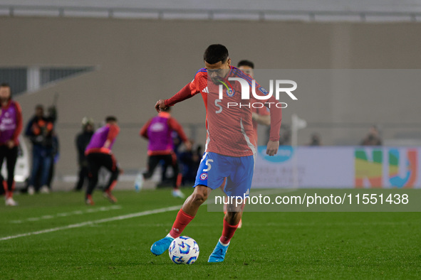 Paulo Diaz of Chile is in action during the FIFA World Cup 2026 Qualifier match between Argentina and Chile at Estadio Mas Monumental Antoni...