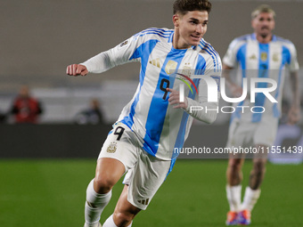 Julian Alvarez of Argentina is in action during the FIFA World Cup 2026 Qualifier match between Argentina and Chile at Estadio Mas Monumenta...