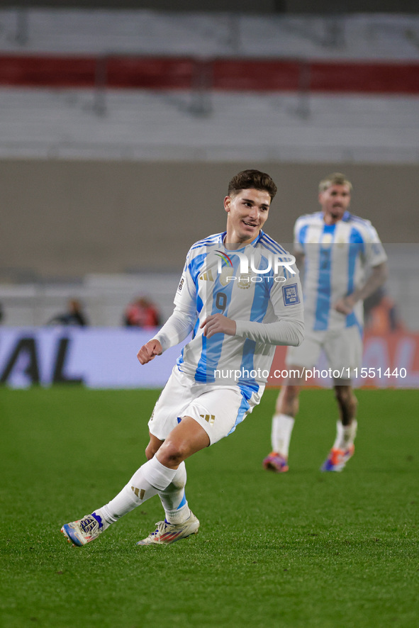 Julian Alvarez of Argentina is in action during the FIFA World Cup 2026 Qualifier match between Argentina and Chile at Estadio Mas Monumenta...