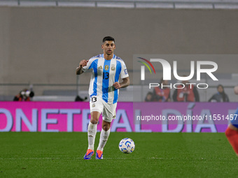 Cristian Romero of Argentina is in action during the FIFA World Cup 2026 Qualifier match between Argentina and Chile at Estadio Mas Monument...