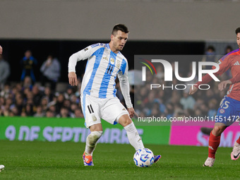 Giovani Lo Celso of Argentina in action during the FIFA World Cup 2026 Qualifier match between Argentina and Chile at Estadio Mas Monumental...