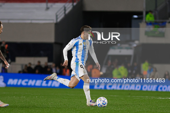 Julian Alvarez of Argentina is in action during the FIFA World Cup 2026 Qualifier match between Argentina and Chile at Estadio Mas Monumenta...