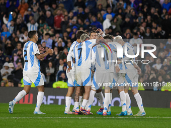 Julian Alvarez of Argentina celebrates with his teammates after scoring the second goal of his team during the FIFA World Cup 2026 Qualifier...