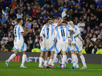 Julian Alvarez of Argentina celebrates with his teammates after scoring the second goal of his team during the FIFA World Cup 2026 Qualifier...