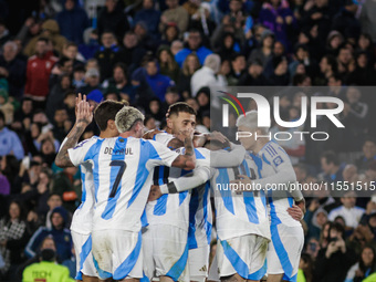 Julian Alvarez of Argentina celebrates with his teammates after scoring the second goal of his team during the FIFA World Cup 2026 Qualifier...