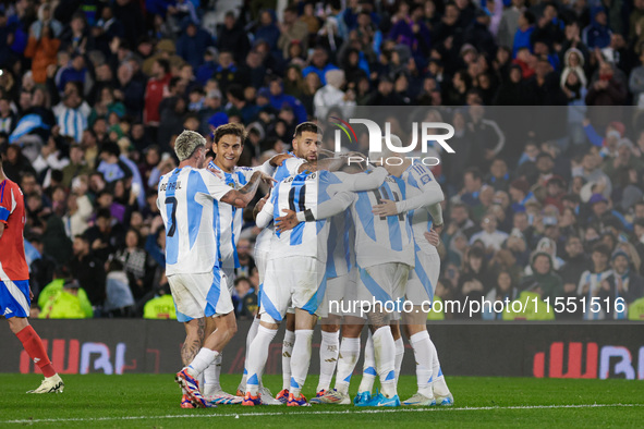 Julian Alvarez of Argentina celebrates with his teammates after scoring the second goal of his team during the FIFA World Cup 2026 Qualifier...