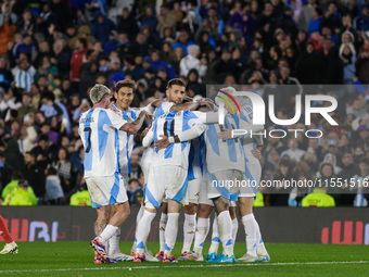 Julian Alvarez of Argentina celebrates with his teammates after scoring the second goal of his team during the FIFA World Cup 2026 Qualifier...