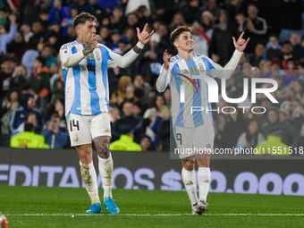 Julian Alvarez and Enzo Fernandez of Argentina celebrate after the second goal of their team during the FIFA World Cup 2026 Qualifier match...