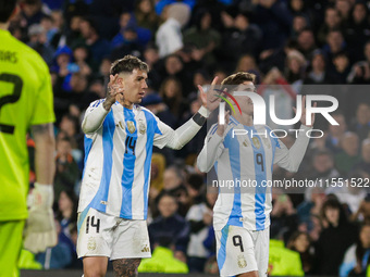 Julian Alvarez and Enzo Fernandez of Argentina celebrate after the second goal of their team during the FIFA World Cup 2026 Qualifier match...