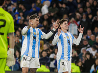 Julian Alvarez and Enzo Fernandez of Argentina celebrate after the second goal of their team during the FIFA World Cup 2026 Qualifier match...