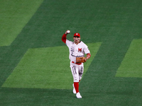 Franklin Barreto #43 of Diablos Rojos catches the ball against Sultanes de Monterrey during match 2 between Sultanes de Monterrey and Diablo...