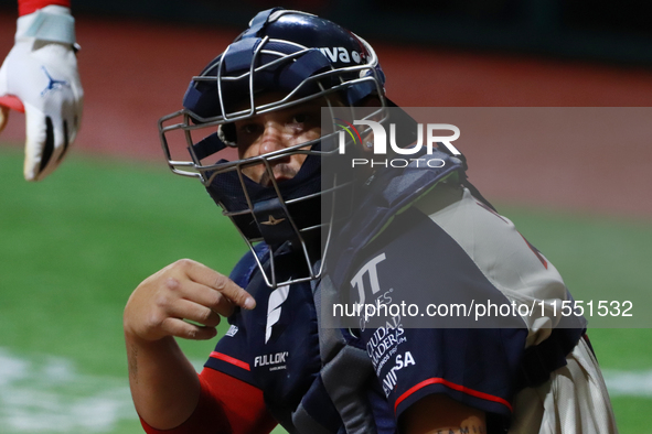 Jonathan Morales, #27 catcher of Sultanes de Monterrey, during match 2 between Sultanes de Monterrey and Diablos Rojos del Mexico of the Kin...