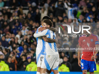 Julian Alvarez and Cristian Romero of Argentina celebrate after the second goal of their team during the FIFA World Cup 2026 Qualifier match...