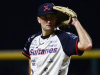 Tyler Viza #46 of Sultanes de Monterrey pitches the ball against Diablos Rojos during match 2 between Sultanes de Monterrey and Diablos Rojo...