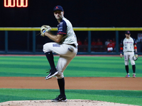 Tyler Viza #46 of Sultanes de Monterrey pitches the ball against Diablos Rojos during match 2 between Sultanes de Monterrey and Diablos Rojo...