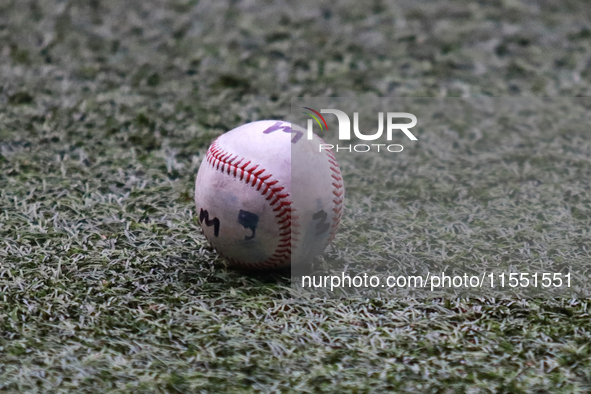 A ball is on the field during match 2 between Sultanes de Monterrey and Diablos Rojos del Mexico of the King series 2024 as part of the Mexi...