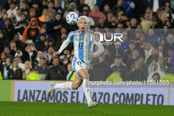 Alejandro Garnacho of Argentina is in action during the FIFA World Cup 2026 Qualifier match between Argentina and Chile at Estadio Mas Monum...