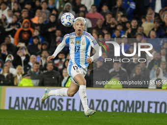 Alejandro Garnacho of Argentina is in action during the FIFA World Cup 2026 Qualifier match between Argentina and Chile at Estadio Mas Monum...