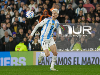 Alejandro Garnacho of Argentina is in action during the FIFA World Cup 2026 Qualifier match between Argentina and Chile at Estadio Mas Monum...