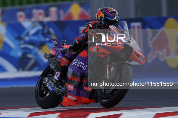 Jorge Martin of Spain and Prima Pramac Racing rides on track during Free Practice of MotoGP Of San Marino at Misano World Circuit in Misano...