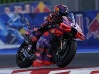 Jorge Martin of Spain and Prima Pramac Racing rides on track during Free Practice of MotoGP Of San Marino at Misano World Circuit in Misano...