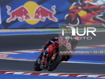 Francesco Bagnaia of Italy and Ducati Lenovo Team rides on track during Free Practice of MotoGP Of San Marino at Misano World Circuit in Mis...