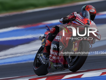 Francesco Bagnaia of Italy and Ducati Lenovo Team rides on track during Free Practice of MotoGP of San Marino at Misano World Circuit in Mis...