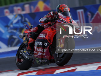 Francesco Bagnaia of Italy and Ducati Lenovo Team rides on track during Free Practice of MotoGP of San Marino at Misano World Circuit in Mis...