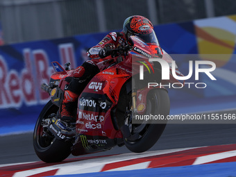 Francesco Bagnaia of Italy and Ducati Lenovo Team rides on track during Free Practice of MotoGP Of San Marino at Misano World Circuit in Mis...