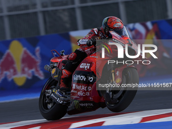 Francesco Bagnaia of Italy and Ducati Lenovo Team rides on track during Free Practice of MotoGP of San Marino at Misano World Circuit in Mis...