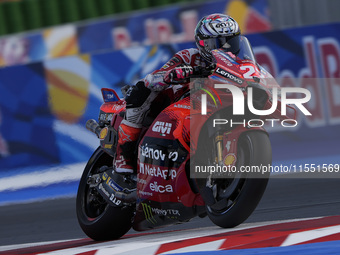 Enea Bastianini of Italy and Ducati Lenovo Team rides on track during Free Practice of MotoGP of San Marino at Misano World Circuit in Misan...