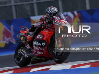 Enea Bastianini of Italy and Ducati Lenovo Team rides on track during Free Practice of MotoGP of San Marino at Misano World Circuit in Misan...