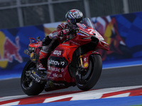 Enea Bastianini of Italy and Ducati Lenovo Team rides on track during Free Practice of MotoGP of San Marino at Misano World Circuit in Misan...