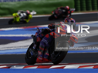 Jorge Martin of Spain and Prima Pramac Racing rides on track during Free Practice of MotoGP Of San Marino at Misano World Circuit in Misano...