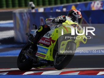 Fabio Di Giannantonio of Italy and Pertamina Enduro VR46 Racing Team rides on track during Free Practice of MotoGP Of San Marino at Misano W...