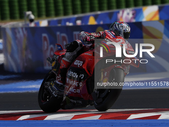 Enea Bastianini of Italy and Ducati Lenovo Team rides on track during Free Practice of MotoGP of San Marino at Misano World Circuit in Misan...