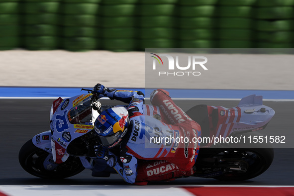 Alex Marquez of Spain and Gresini Racing MotoGP rides on track during Free Practice of MotoGP Of San Marino at Misano World Circuit in Misan...