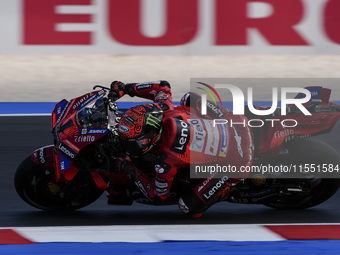 Francesco Bagnaia of Italy and Ducati Lenovo Team rides on track during Free Practice of MotoGP of San Marino at Misano World Circuit in Mis...