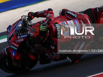 Francesco Bagnaia of Italy and Ducati Lenovo Team rides on track during Free Practice of MotoGP of San Marino at Misano World Circuit in Mis...