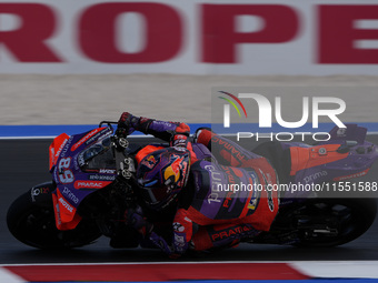 Jorge Martin of Spain and Prima Pramac Racing rides on track during Free Practice of MotoGP Of San Marino at Misano World Circuit in Misano...