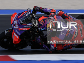 Jorge Martin of Spain and Prima Pramac Racing rides on track during Free Practice of MotoGP Of San Marino at Misano World Circuit in Misano...